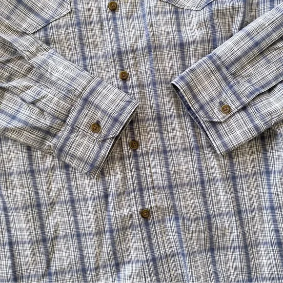 NWT Wrangler Men’s Cowboy Wash Plaid Button Up Vintage Indigo Blue size Medium - Picture 4 of 10